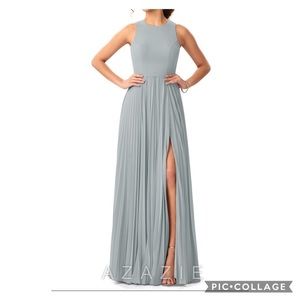 Azazie Lindie dolphin gray accordion bridesmaid maxi dress Size 8